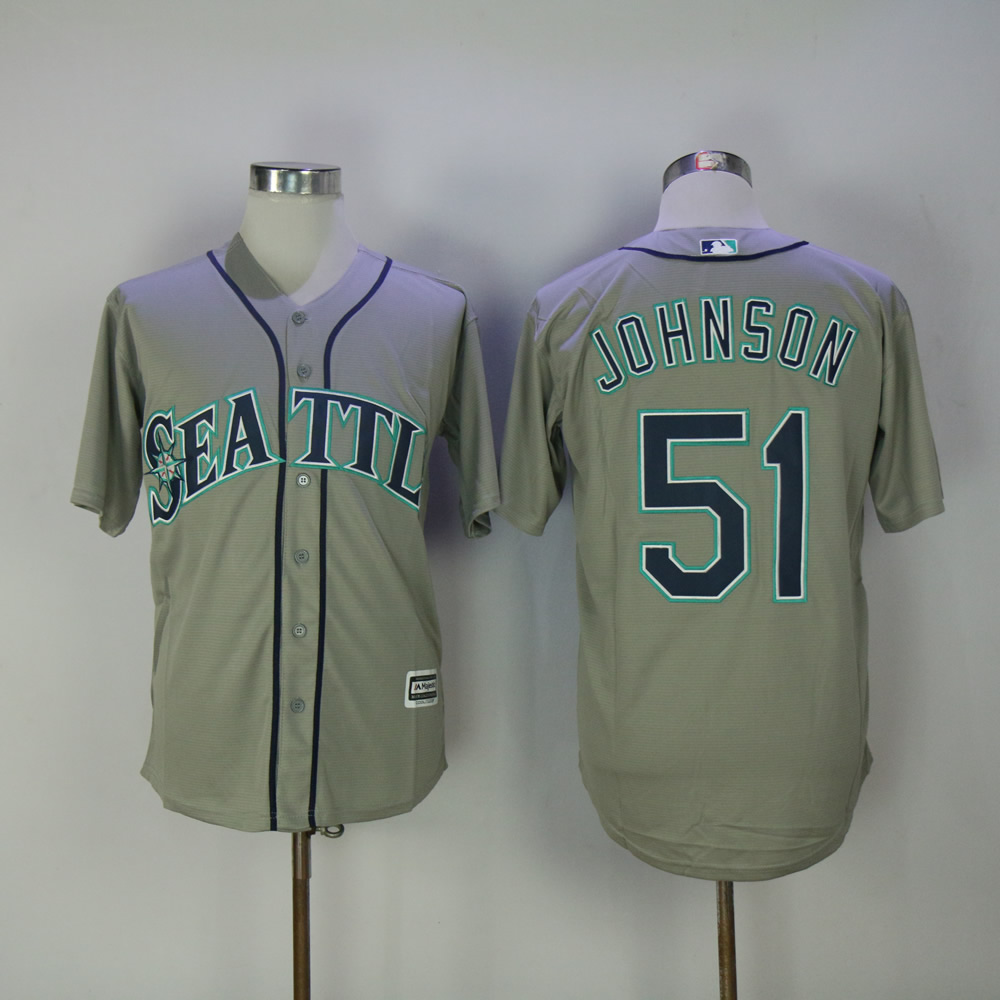 Men Seattle Mariners #51 Johnson Grey MLB Jerseys